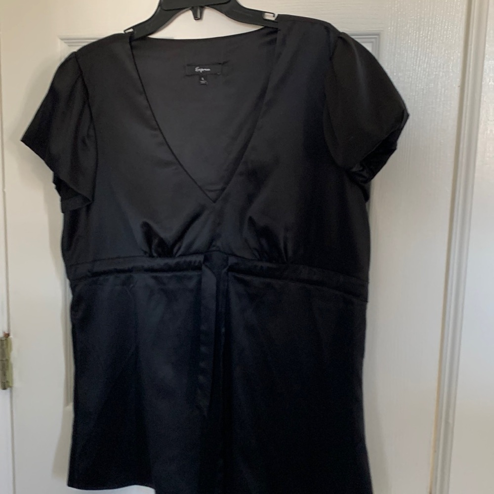 Express black satin shirt..large